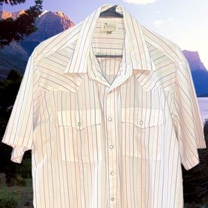 Vintage Portland Outdoor Store Western Short Sleeve Pearl Snap Shirt Sz XL